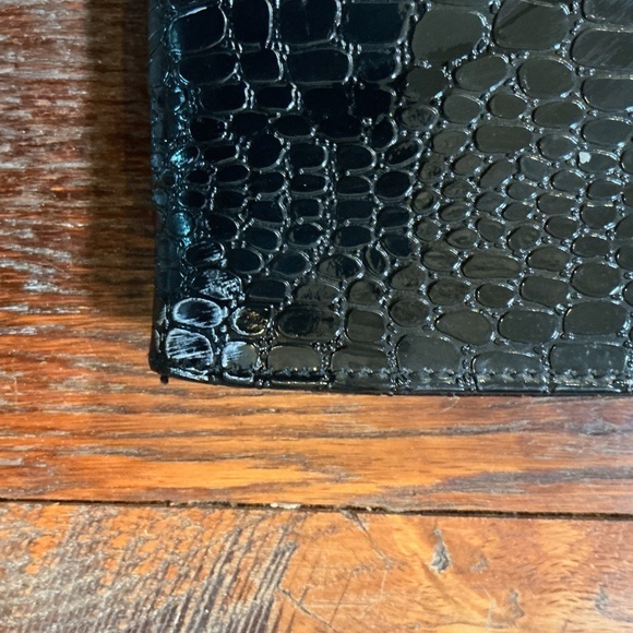 Vintage Black Croc Embossed Shoulder Bag Clutch Crossbody Convertible - Picture 7 of 7